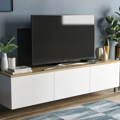 Tv-Meubel Neon Melamine Wit Eiken