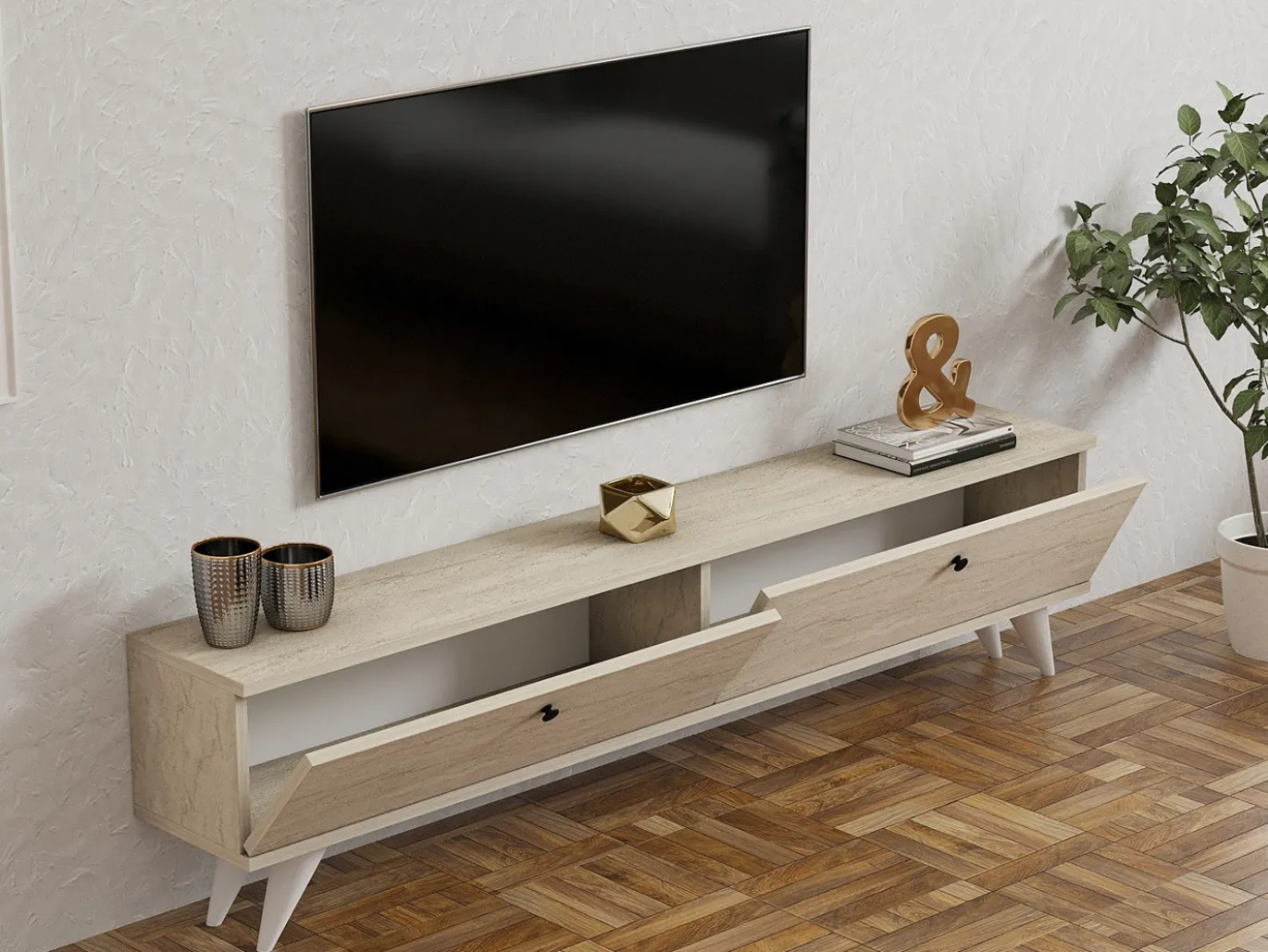 Tv-meubel Paris Travertinlook 160cm