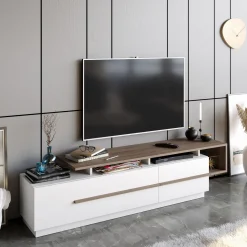 Tv-Meubel Pia Melamine Walnoot Wit