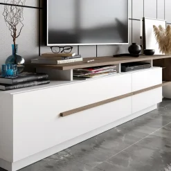 Tv-Meubel Pia Melamine Walnoot Wit