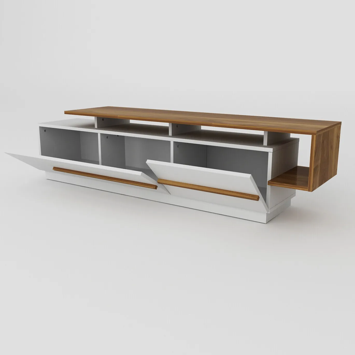 Tv-Meubel Pia Melamine Walnoot Wit
