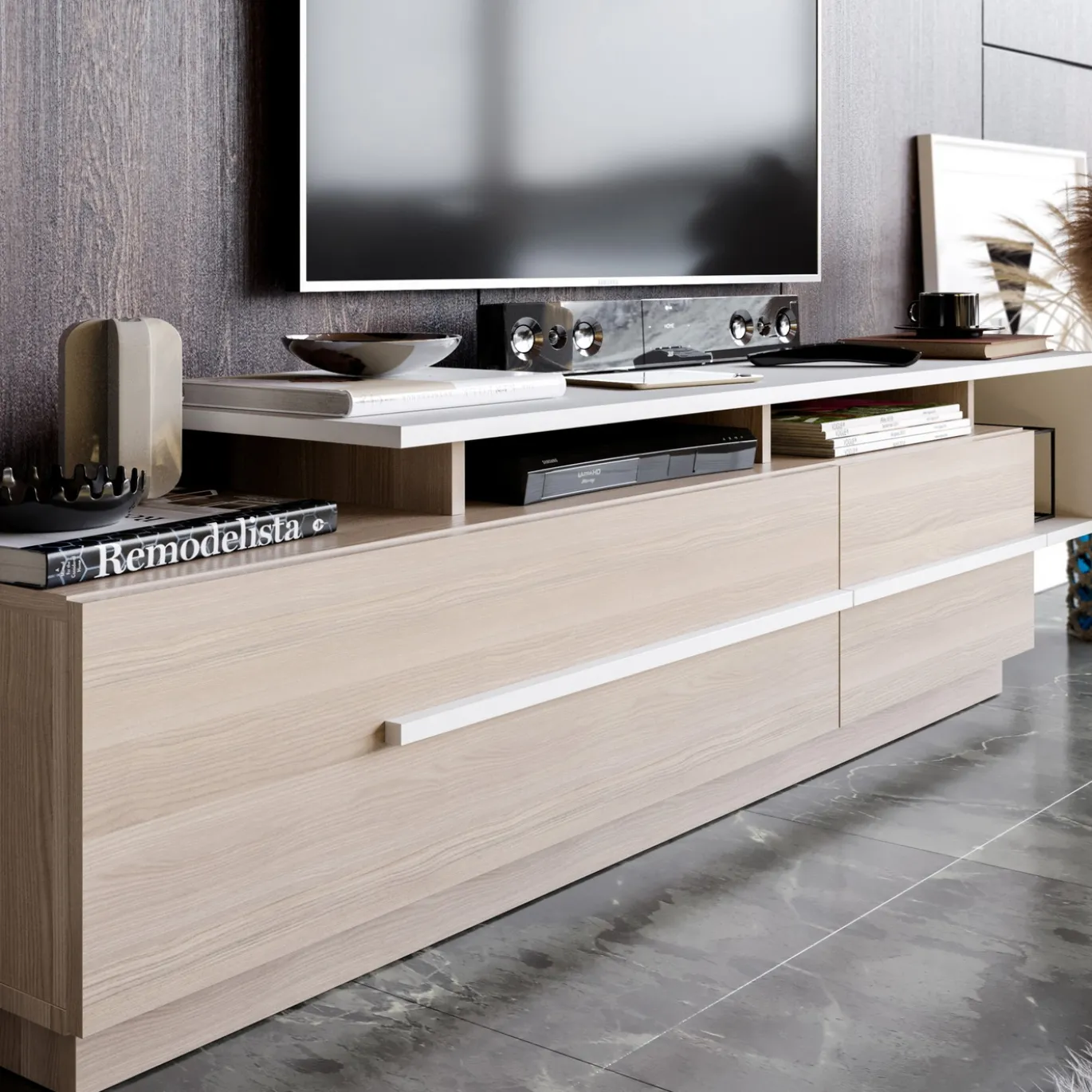 Tv-meubel Pia Naturel/Wit 180cm