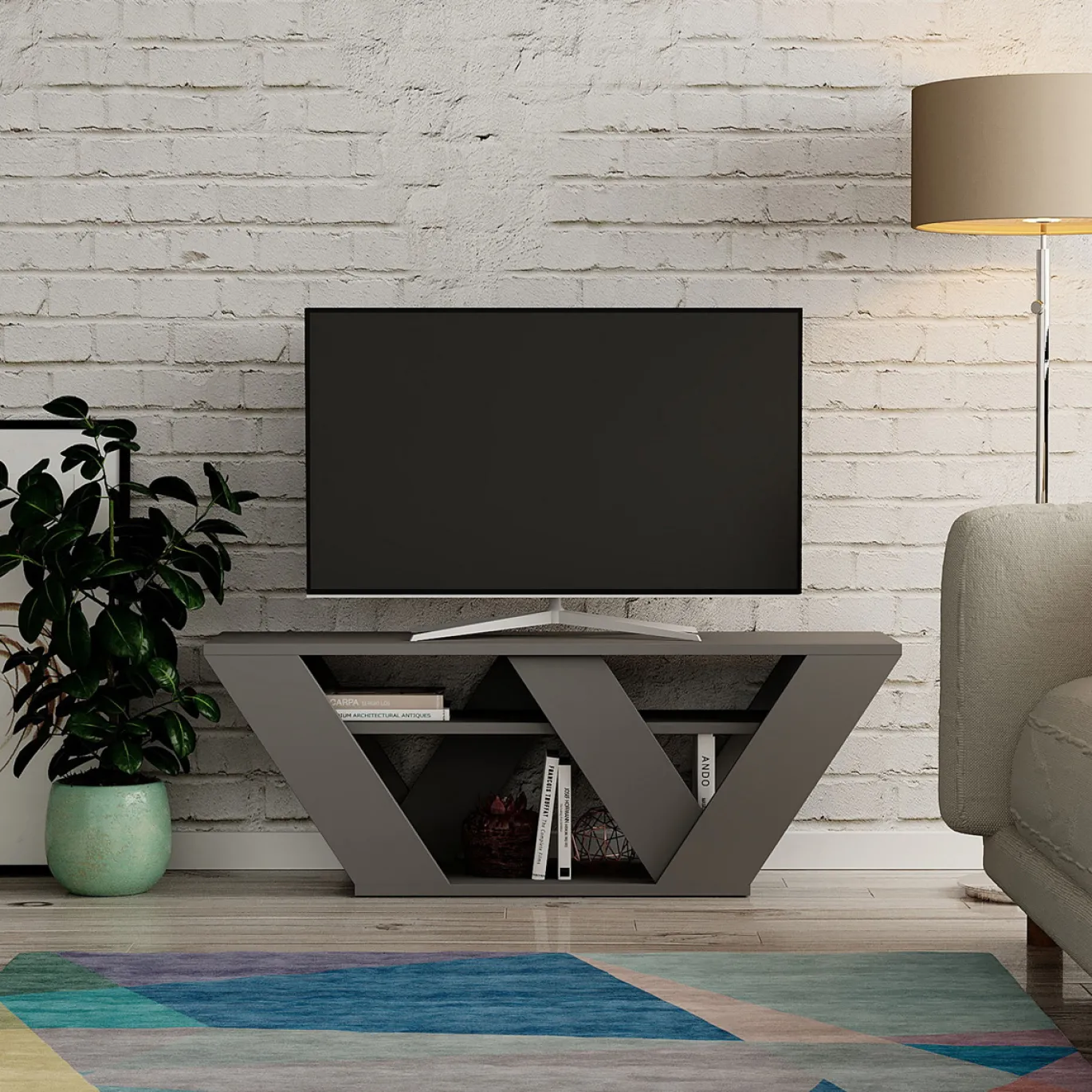 Tv-meubel Pipralla Antraciet 110cm