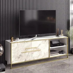 Tv-Meubel Polka Melamine Goud Wit
