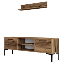 Tv-meubel Riga Walnoot met Wandplank
