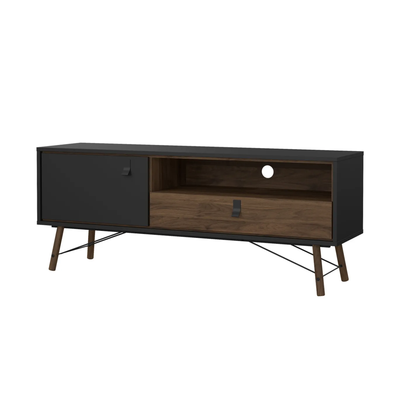 Tv-meubel Ry Noten Mat Zwart - Giga Living