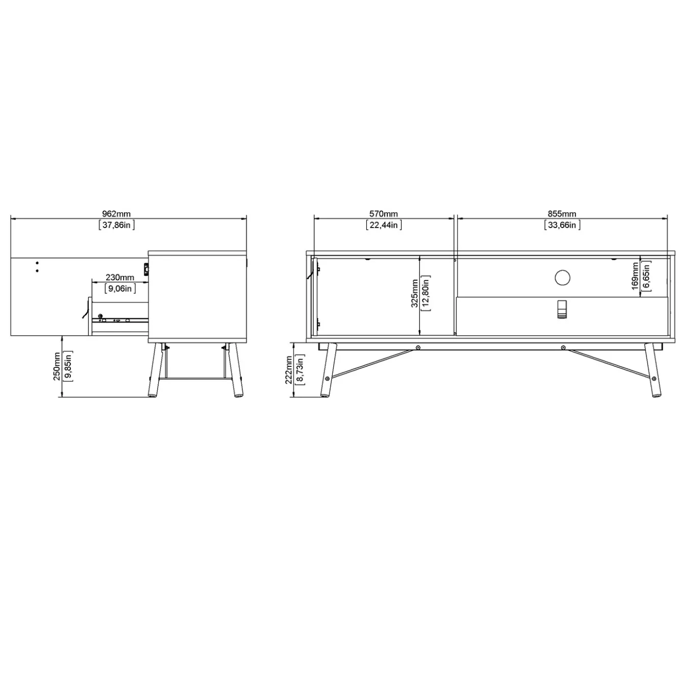 Tv-meubel Ry Noten Mat Zwart - Giga Living