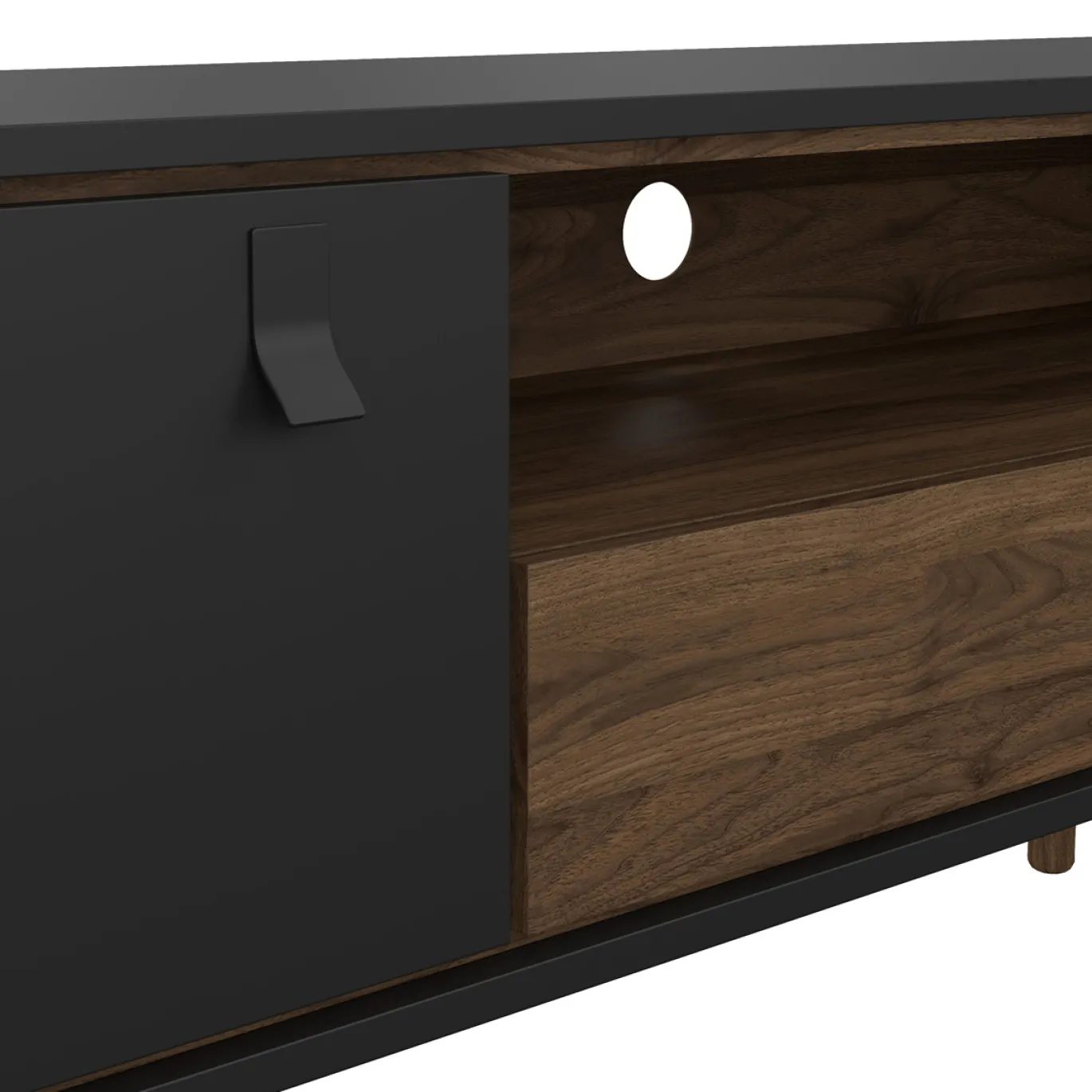 Tv-meubel Ry Noten Mat Zwart - Giga Living