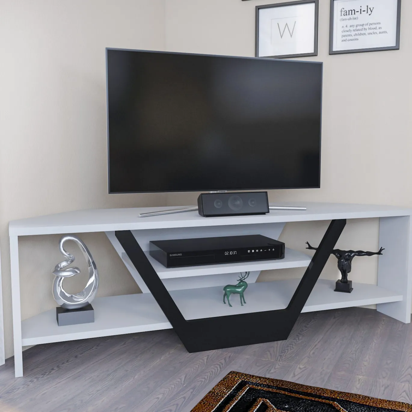 Tv-meubel Sares Wit/Zwart