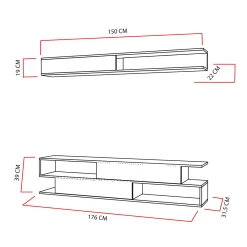 Tv-Meubel Sims Melamine Wit Teak