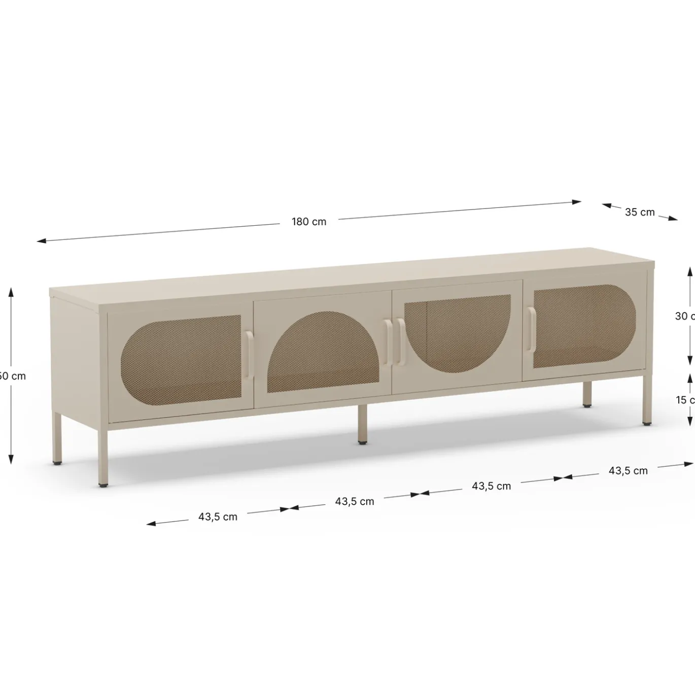Tv-meubel Tayra 4d 180cm Crème - Giga Meubel