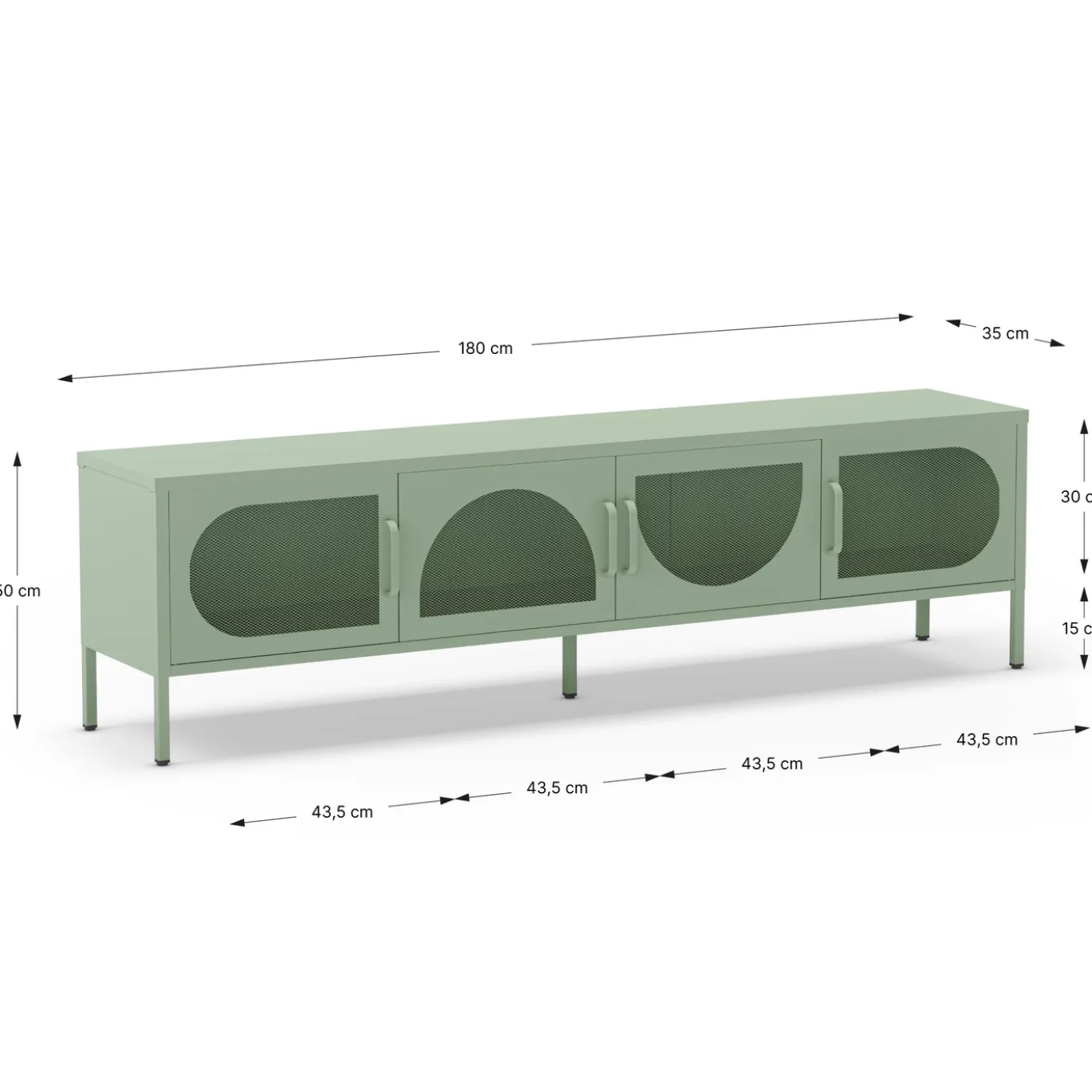 Tv-meubel Tayra 4d 180cm Mintgroen - Giga Meubel