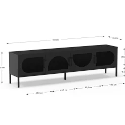 Tv-meubel Tayra 4d 180cm Zwart - Giga Meubel