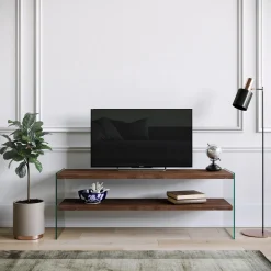 Tv-meubel Tokat Walnoot/Glas