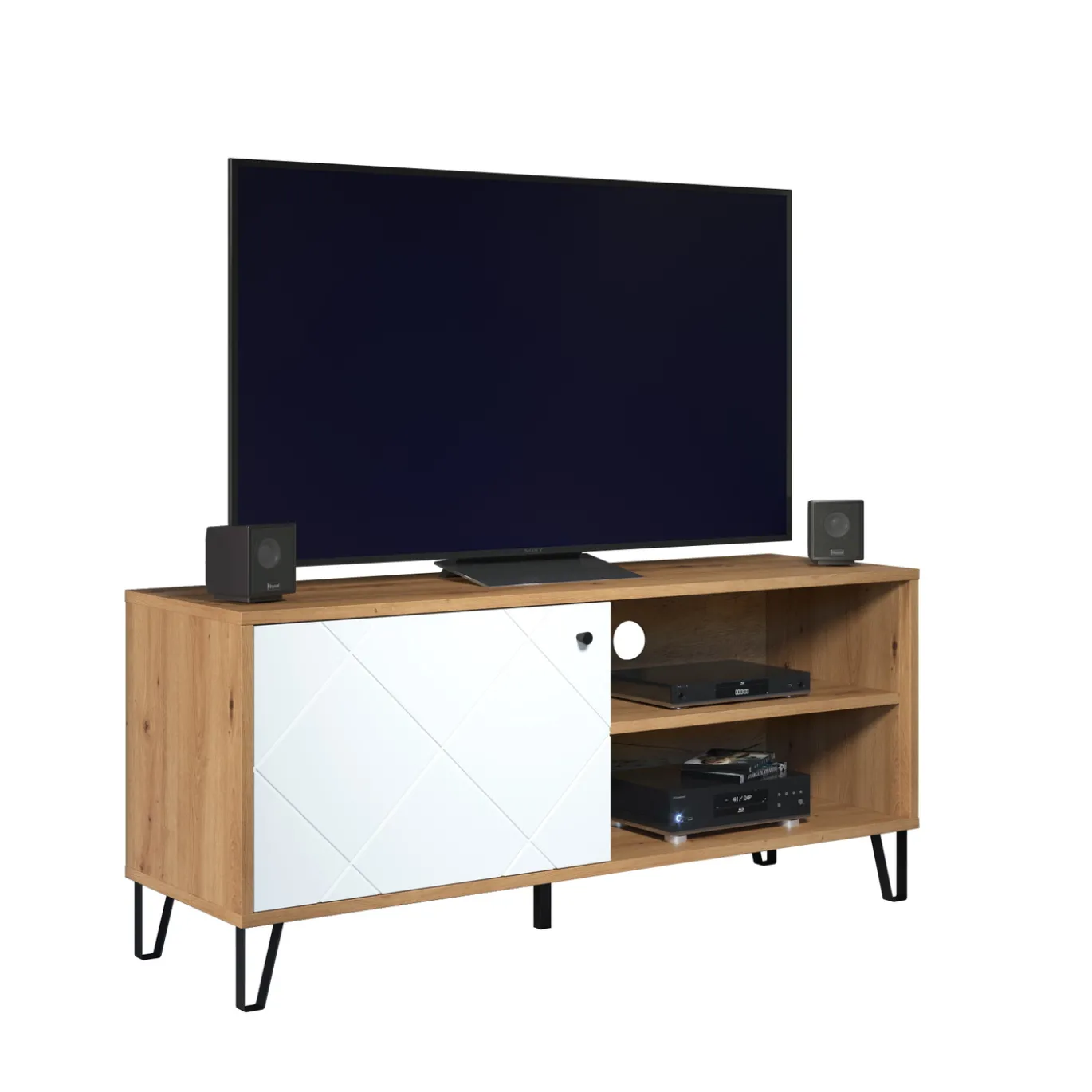 Tv-meubel Touch Melamine Naturel/Wit 123cm