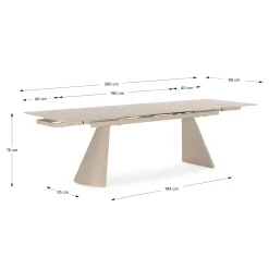 Uitschuifbare Eettafel Prisca 180/260cm Travertine - Giga Meubel
