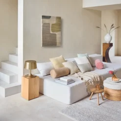 Urban Nature Culture Poef Rattan And Sherpa Naturel