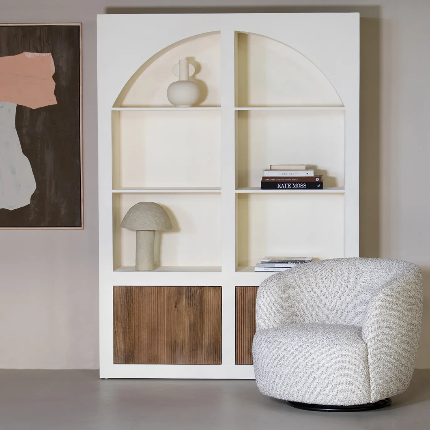 Vakkenkast Miné Beige 150cm - Giga Meubel