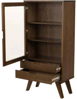 Vitrinekast Annie Eikenfineer Smoke 145cm - Giga Living