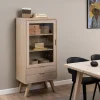 Vitrinekast Annie Eikenfineer Wit 145cm - Giga Living