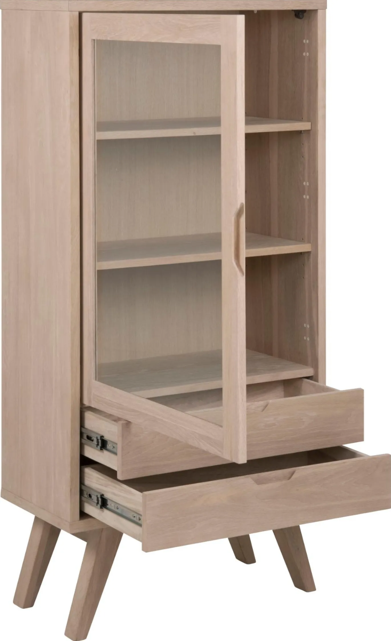 Vitrinekast Annie Eikenfineer Wit 145cm - Giga Living