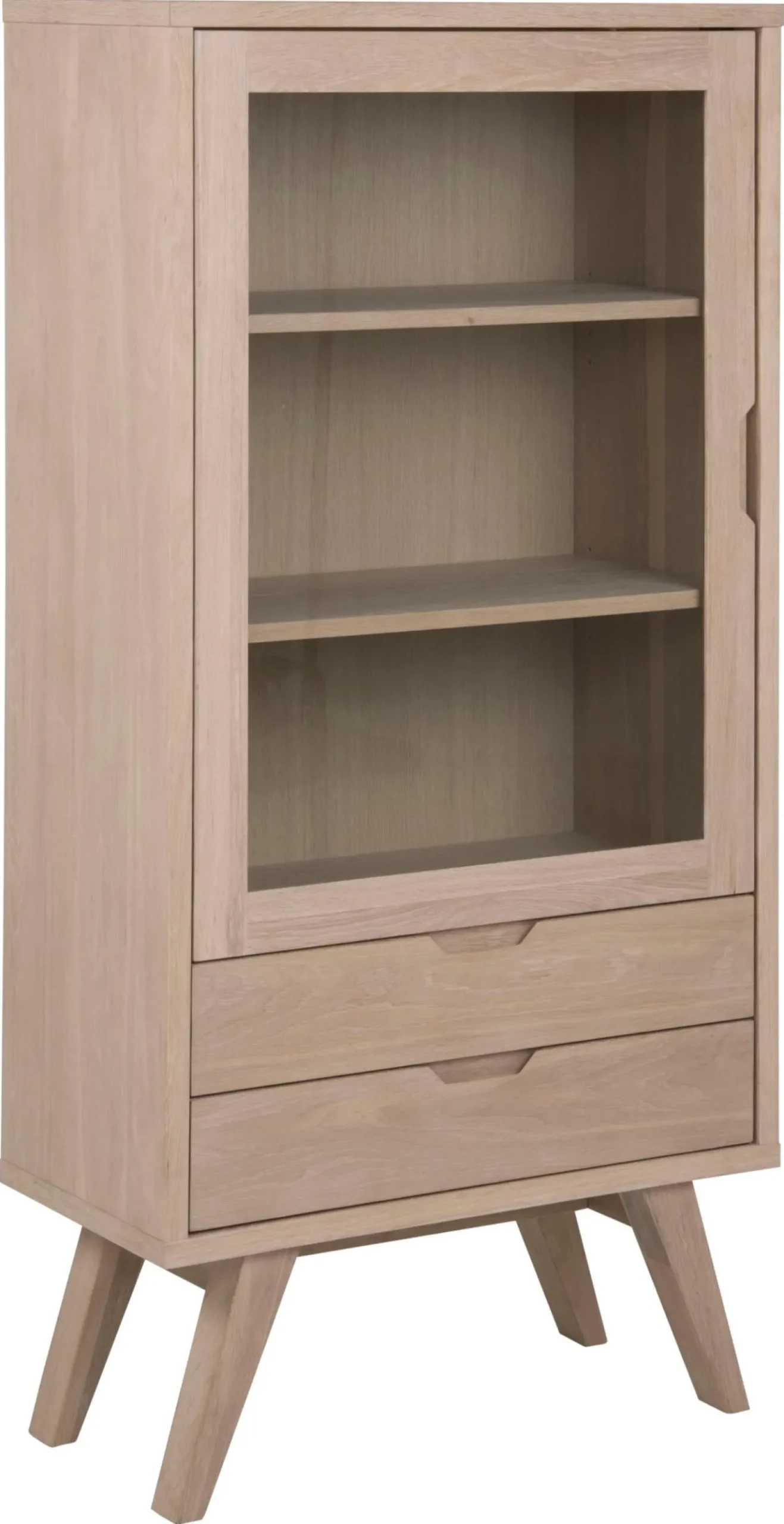 Vitrinekast Annie Eikenfineer Wit 145cm - Giga Living