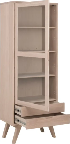 Vitrinekast Annie Eikenfineer Wit 190cm - Giga Living