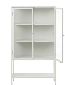 Vitrinekast Carmel Hoog Greige Metaal 160cm - Giga Living