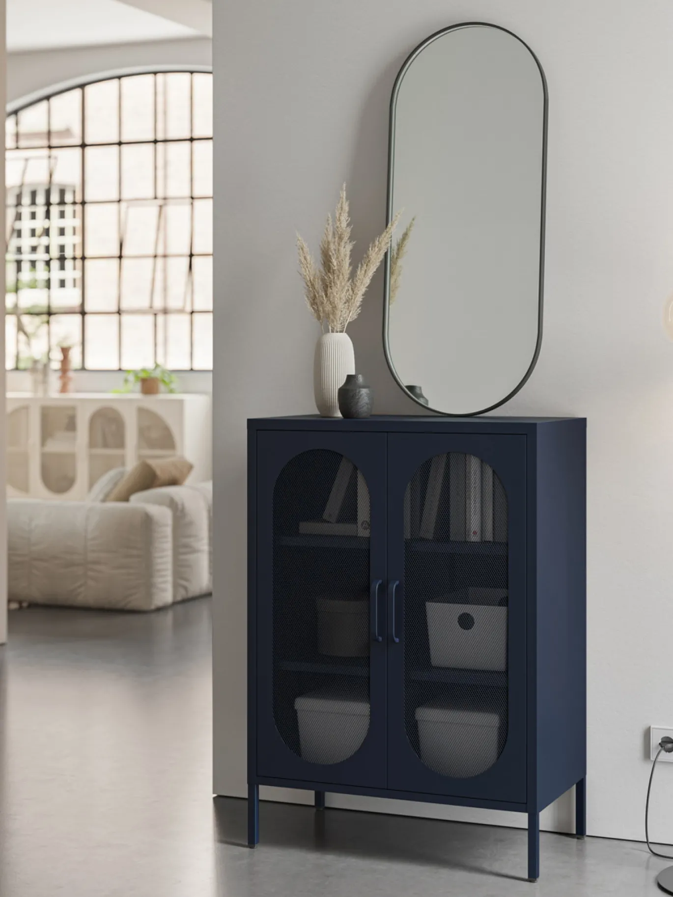 Vitrinekast Diora 2d Blauw - Giga Meubel