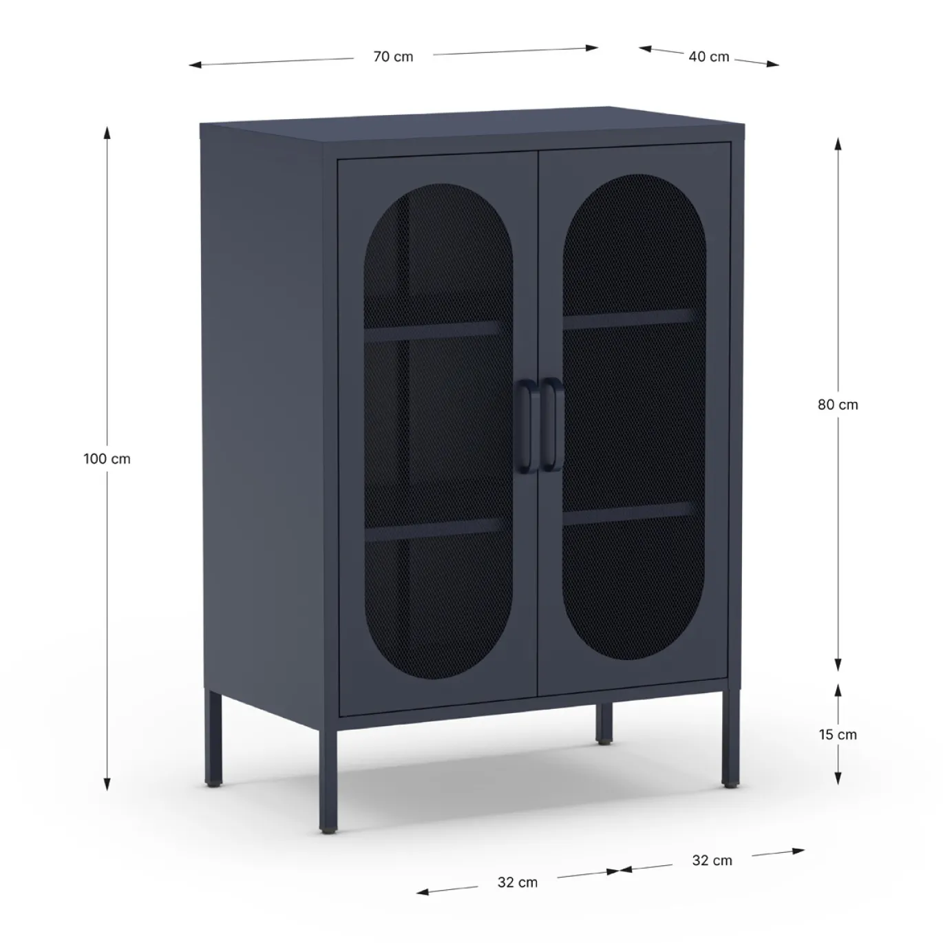 Vitrinekast Diora 2d Blauw - Giga Meubel