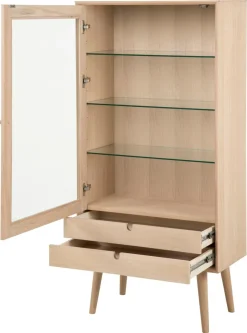 Vitrinekast Dysta Eikenfineer Wit 143cm - Giga Living