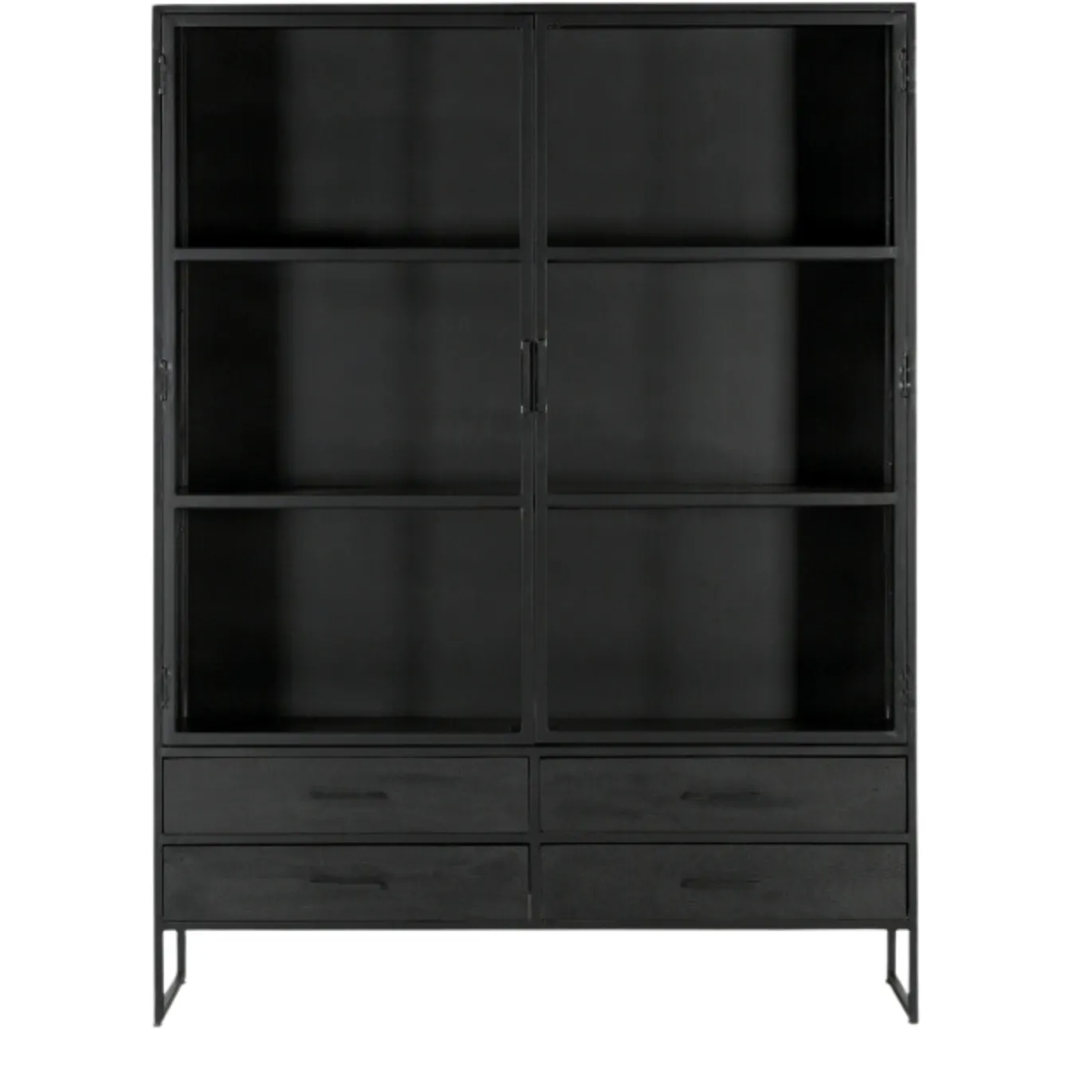 Vitrinekast Marijn Zwart 150cm - Giga Meubel