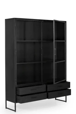 Vitrinekast Marijn Zwart 150cm - Giga Meubel