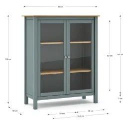 Vitrinekast Misti 2d Khaki Groen/eiken - Giga Meubel