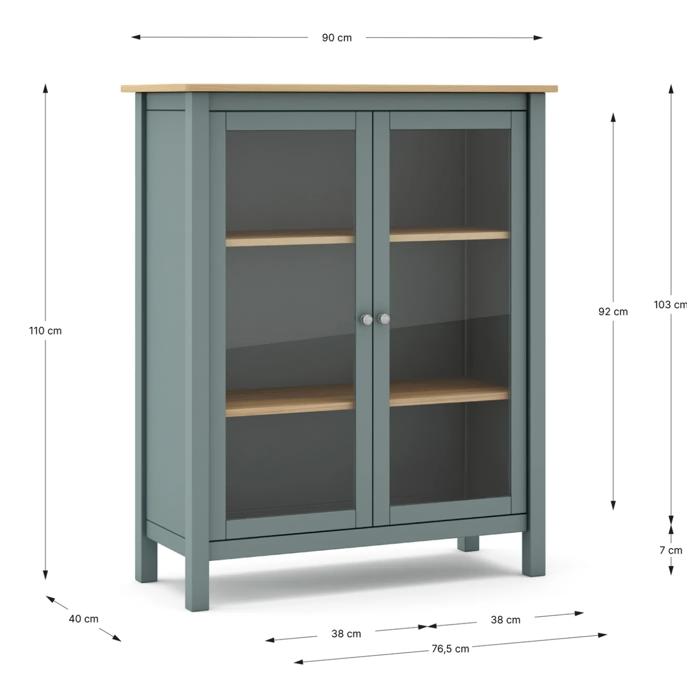 Vitrinekast Misti 2d Khaki Groen/eiken - Giga Meubel