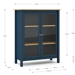 Vitrinekast Misti 2d Navy Blauw/eiken - Giga Meubel