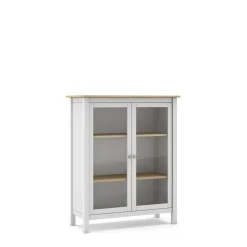Vitrinekast Misti 2d Wit/eiken - Giga Meubel