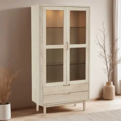 Vitrinekast Nyborg Eiken 190cm - Giga Meubel