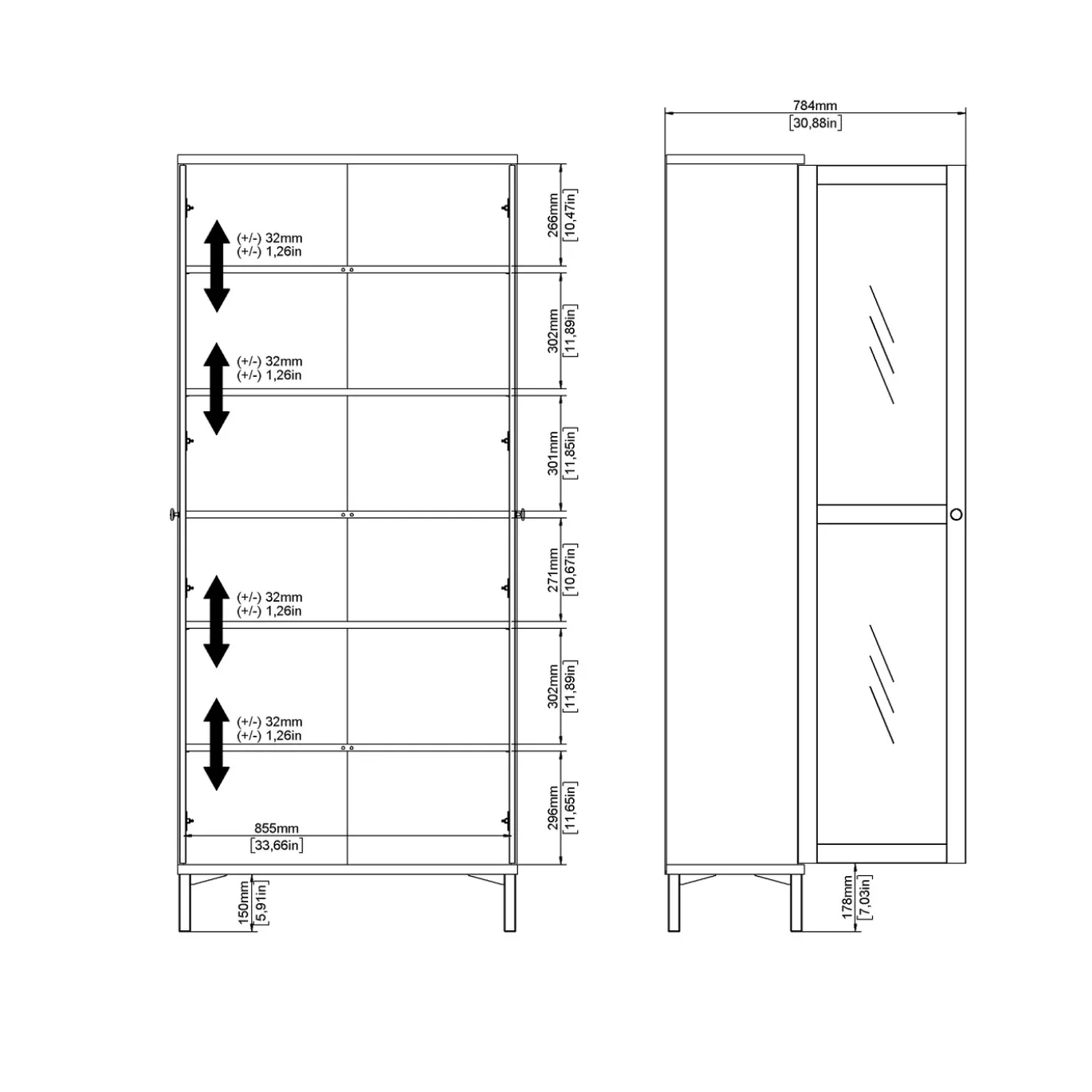 Vitrinekast Roma Wit - Giga Living