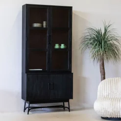 Vitrinekast Romee Zwart 100cm - Giga Meubel