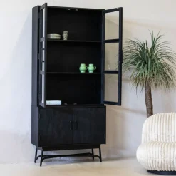Vitrinekast Romee Zwart 100cm - Giga Meubel