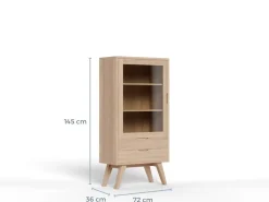 Vitrinekast Stanford Eiken Wit 145cm - Giga Living