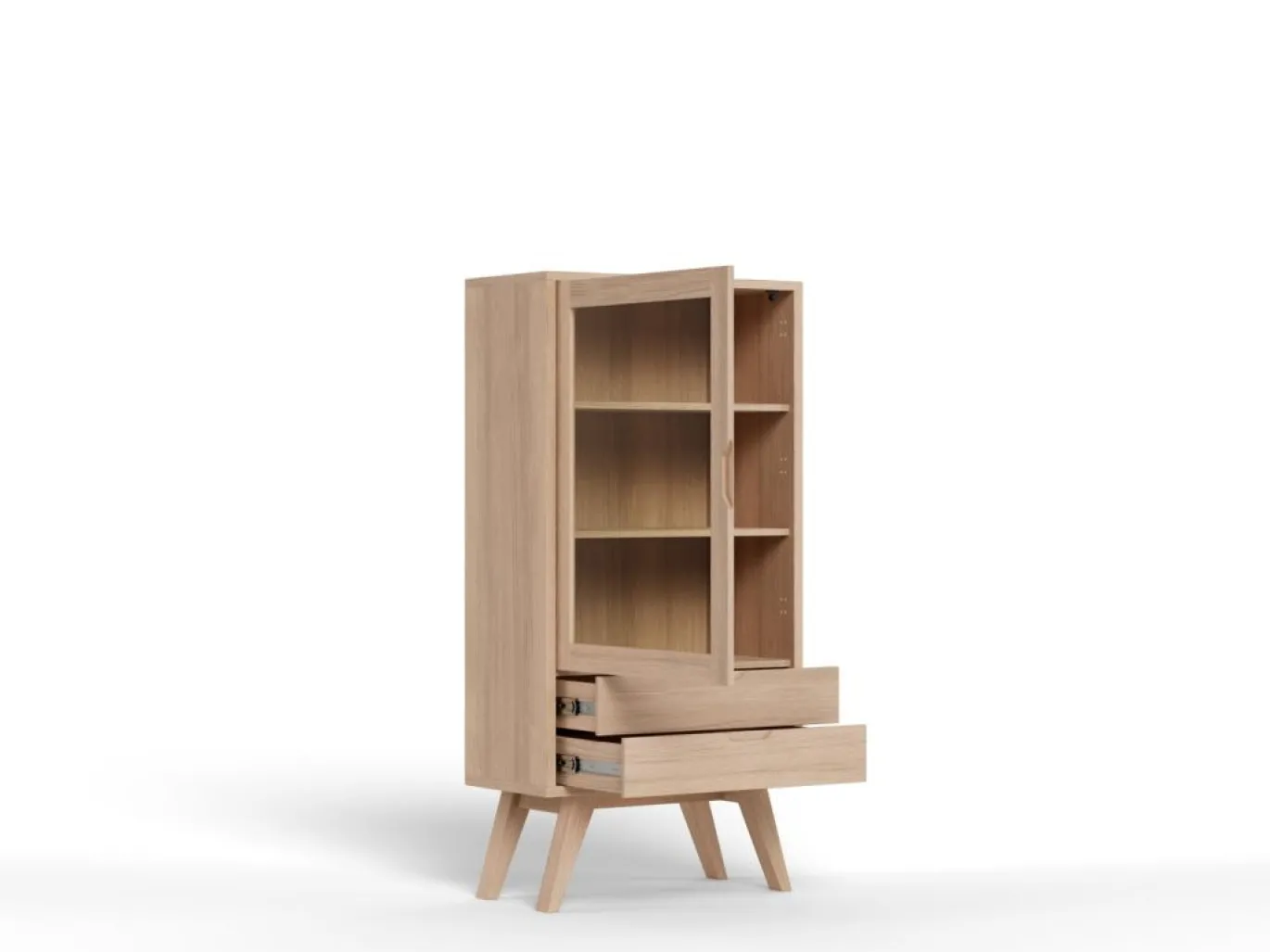Vitrinekast Stanford Eiken Wit 145cm - Giga Living