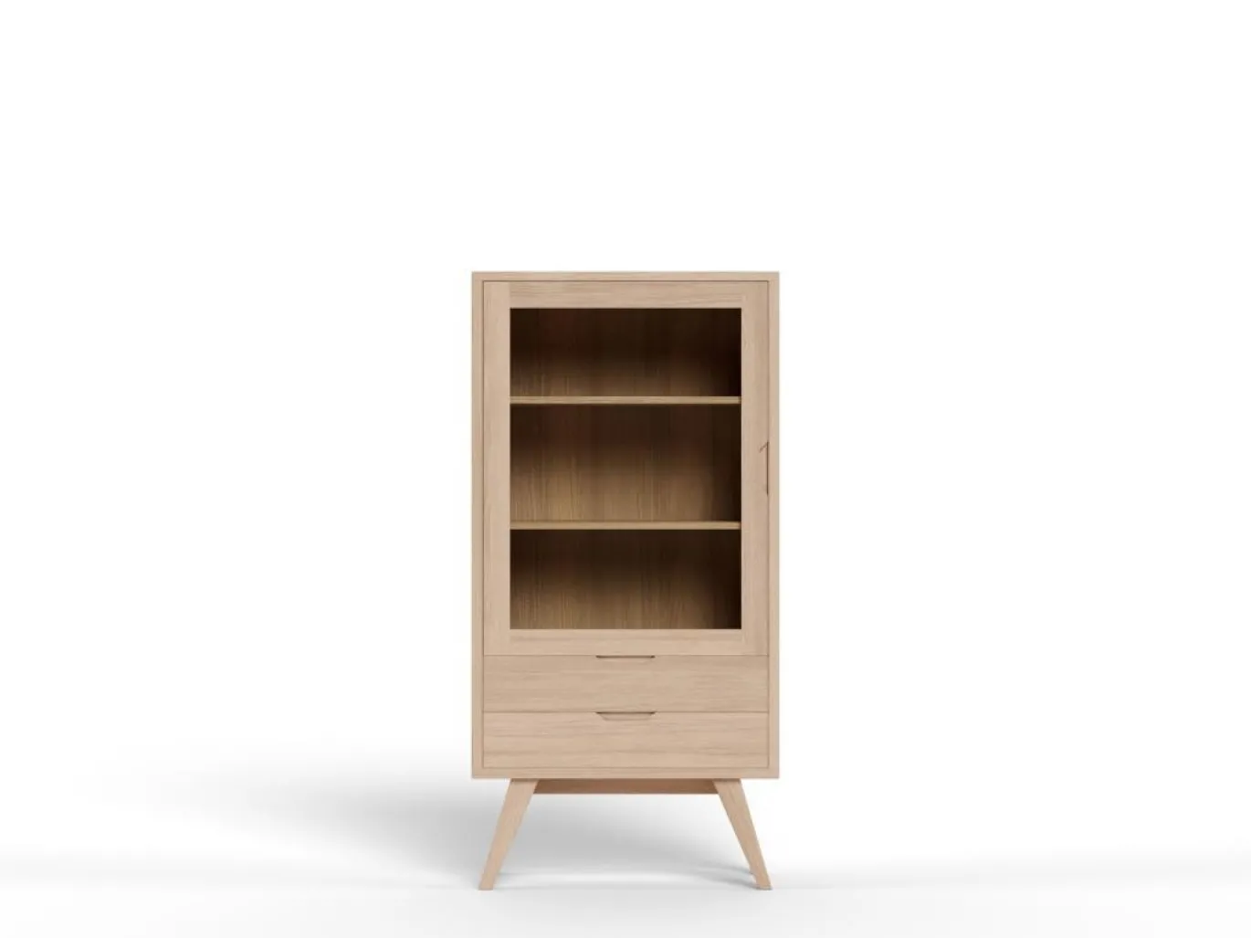 Vitrinekast Stanford Eiken Wit 145cm - Giga Living