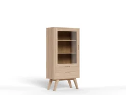 Vitrinekast Stanford Eiken Wit 145cm - Giga Living