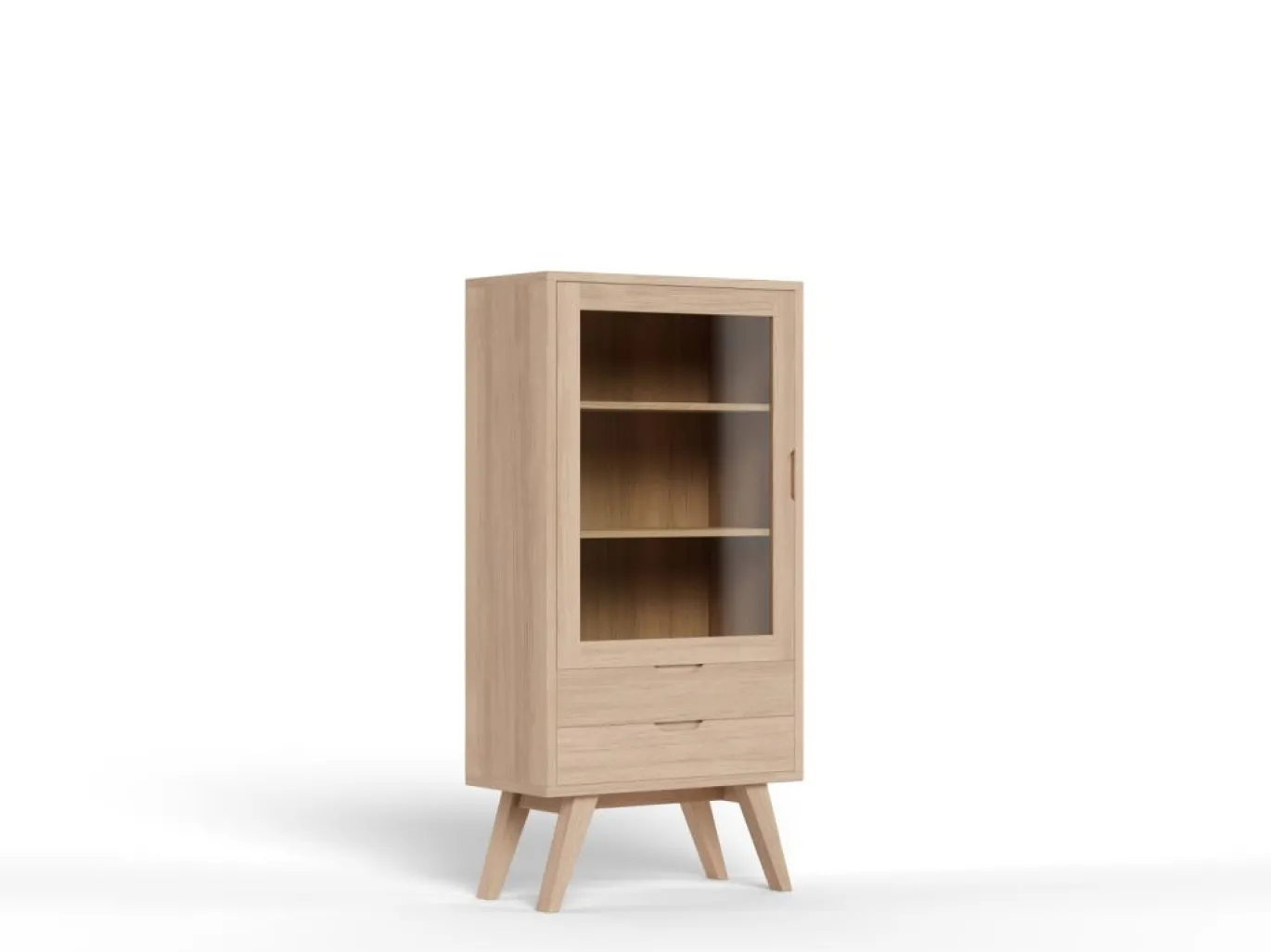Vitrinekast Stanford Eiken Wit 145cm - Giga Living