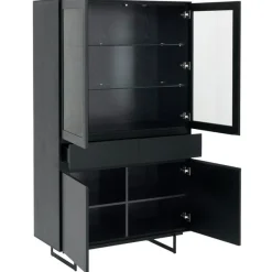 Vitrinekast Tokyo Zwart 190cm - Giga Meubel