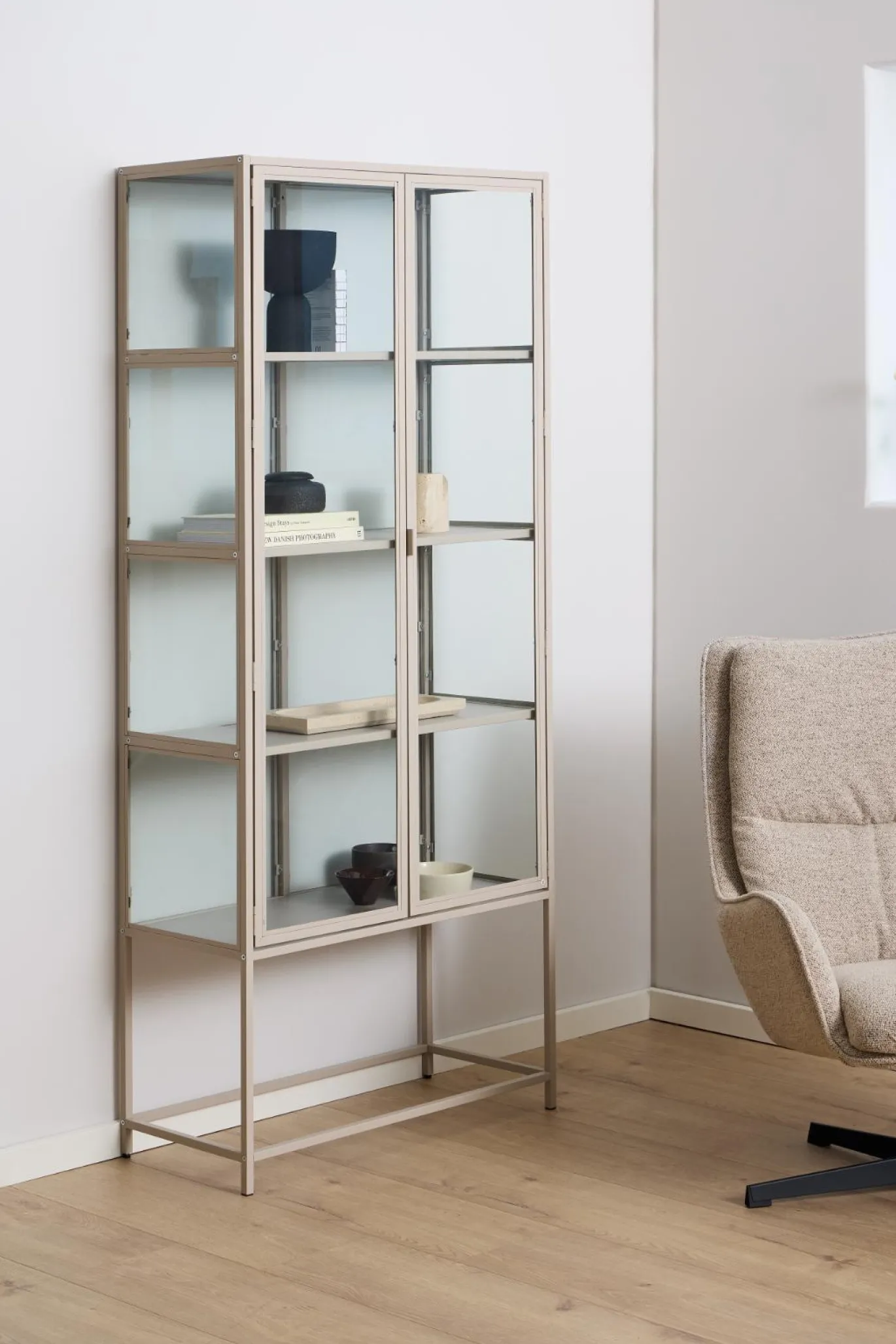 Vitrinekast Varven Melamine Grijs 185cm - Giga Living