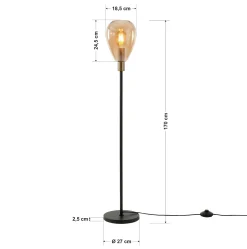 Vloerlamp Anita 1-Lichts Amber Glas - Giga Meubel