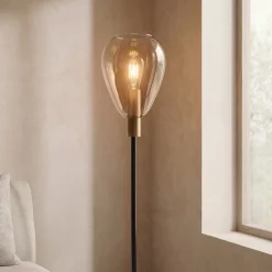Vloerlamp Anita 1-Lichts Amber Glas - Giga Meubel